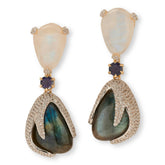 Rarities Sterling Silver Goldclad Moonstone & Multigemstone Drop Earrings