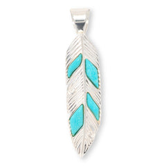 Jay King Sterling Silver Peruvian Turquoise "Feather" Pin-Pendant,