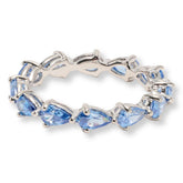 Absolute x Marysol Patton Silvertone Blue Pear Cut Eternity Ring, Size 8