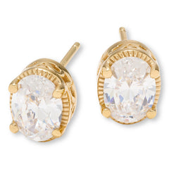 Absolute Sterling Silver Goldclad Oval Stud Earrings