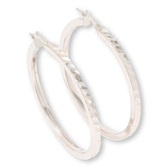 Fiorenza Sterling Sivler Diamond-Cut Hoop Earrings, 1.5-inch
