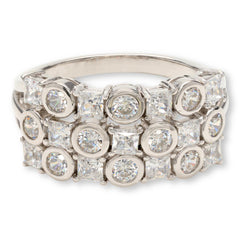 Absolute Sterling Silver 3-Row Mixed-Cut Band Ring, Size 8