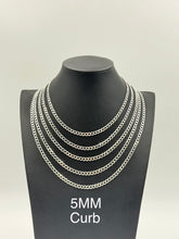 925 Sterling Silver Curb Chain Necklace 5mm 16" Italy