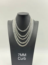 925 Sterling Silver Curb Chain Necklace 7mm 24" Italy
