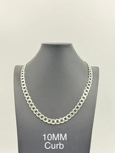 925 Sterling Silver Curb Chain Necklace 10mm 24" Italy