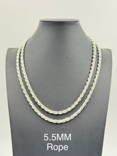 925 Sterling Silver Rope Chain Necklace 5.5mm 24" Italy