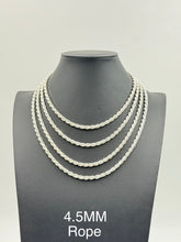 925 Sterling Silver Rope Chain Necklace 4.5mm 22" Italy