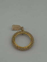 10K Yellow Gold 50 Peso Diamond Picture Pendant Cuban Style