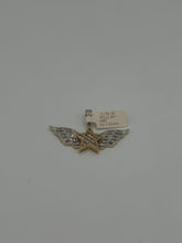 10K Yellow Gold Diamond Wings Pendant 2.25" Micro Pave