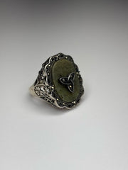 Connemara Marble Sterling Silver Marcasite Trinity Knot Ring Size 7