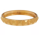 Bronze Large Pyramid Design Polished Round Yellow Tone Bangle by Bronzo Italia