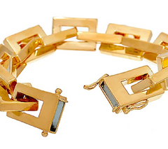Bronzo Italia Yellow Bronze Polished Rectangle Link Bracelet, 6-3/4"