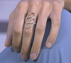Italian Silver Sterling Gold Clad Crystal Swirl Design Ring Size 5