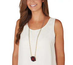 Isaac Mizrahi Live! Crystal Pendant Brooch with 36" Chain