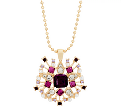 C. Wonder Crystal Starburst Blue/Plum Gold Tone Pendant with Chain