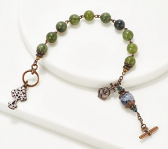 Connemara Marble Bronzetone Antiqued Mint Rosary Bracelet Large