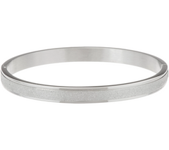 Stainless Steel Glitter Texture Bangle Bracelet, 8"