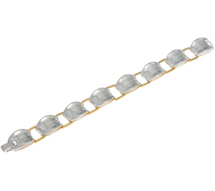 RLM Bronze Two Tone White and Yellow Sculpted Link Bracelet, 8"