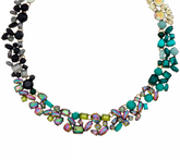 LOGO Links by Lori Goldstein Ombre Cluster Antiqued Silvertone Collar Necklace