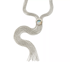 LOGO Links by Lori Goldstein Crescent Antiqued Silvertone Necklace