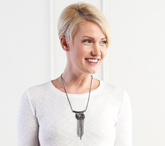 LOGO Links by Lori Goldstein Chandelier Pendant Gunmetal Necklace