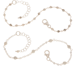 Italian Silver Set of 2 White Smoke Gemstone Bracelets