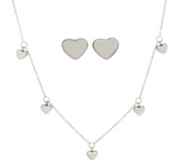 Steel by Design Dangle Bitty Heart Necklace and Stud Earring Set