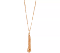 Susan Graver 40" Crystal Tassel Goldtone Necklace