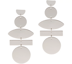 Susan Graver Geometric Silver Tone Dangle Earrings