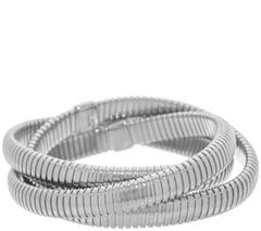 Bronzo Italia Multi Layer Tubogas Silver Tone Bracelet Large