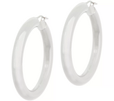 Bronzo Italia Polished 1-1/2" Hoop Silver Polished Bronze Earrings