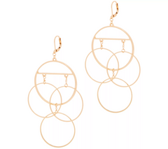 The Claire - Gold Tone Dangle Earrings of Connecting Hoops