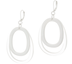 The Carrie - Lucite and Metal Silver Tone Hoop Earrings