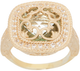 DeLatori 14K Gold Plated Green Quartz Cushion Cut Ring Size 5