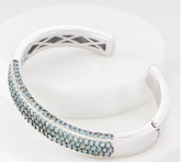 Natural Pave Blue Topaz Hinged Cuff, 4.20 cttw, Sterling Silver, 6-3/4"