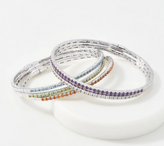 Affinity Gems Sterling Silver Peridot Gemstones Bangle Bracelet, Avg