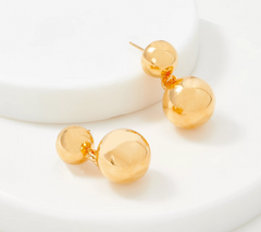 Oro Nuovo 14K Gold Over Resin Double Bead Polished Dangle Earrings