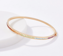 Gold One 1K Gold Gemstone Bangle with Hinge, 7-1/4"