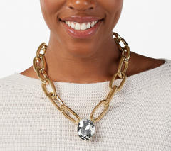 LOGO Links by Lori Goldstein Dare to be Bold Goldtone Necklace