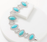 Grace Kelly Collection Simulated Turquoise Drop Silvertone Bracelet