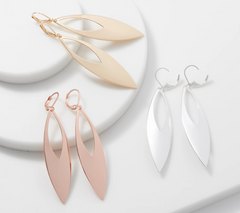 Joan Rivers Set of 3 Metallic Marquise Drop Earrings