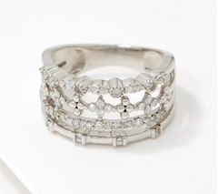 Affinity Multi-Row Round Diamond Prong Band Ring Size 6 Sterling Silver