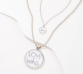 Vintage Sparrow S/2 Silver " Love: Love Wins" Pendant Necklaces