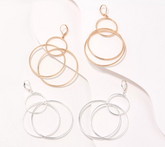 Joan Rivers Set of 2 Large Triple Drop Circle Hoops