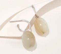 Affinity Gems White Moonstone Bead Drop Sterling Silver Earrings