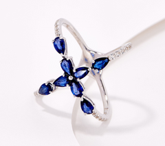 Affinity Gems Sterling Silver Precious Sapphire Criss-Cross Ring, Size 8