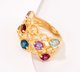 QVC Multi-Gemstone Multi Shape Sterling Silver Band Ring Size 7