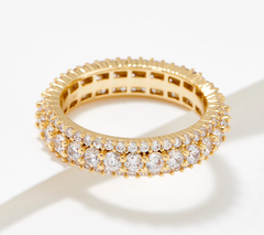 Diamonique x Zaxie Gold Tone Brass Pave Eternity Band Ring Size 5