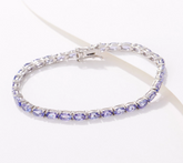 Generation Gems Sterling Silver Oval-Cut Tanzanite Tennis Bracelet, 6-3/4"