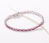 Generation Gems Sterling silver Oval-Cut Pink Rhodolite Tennis Bracelet , X-Large